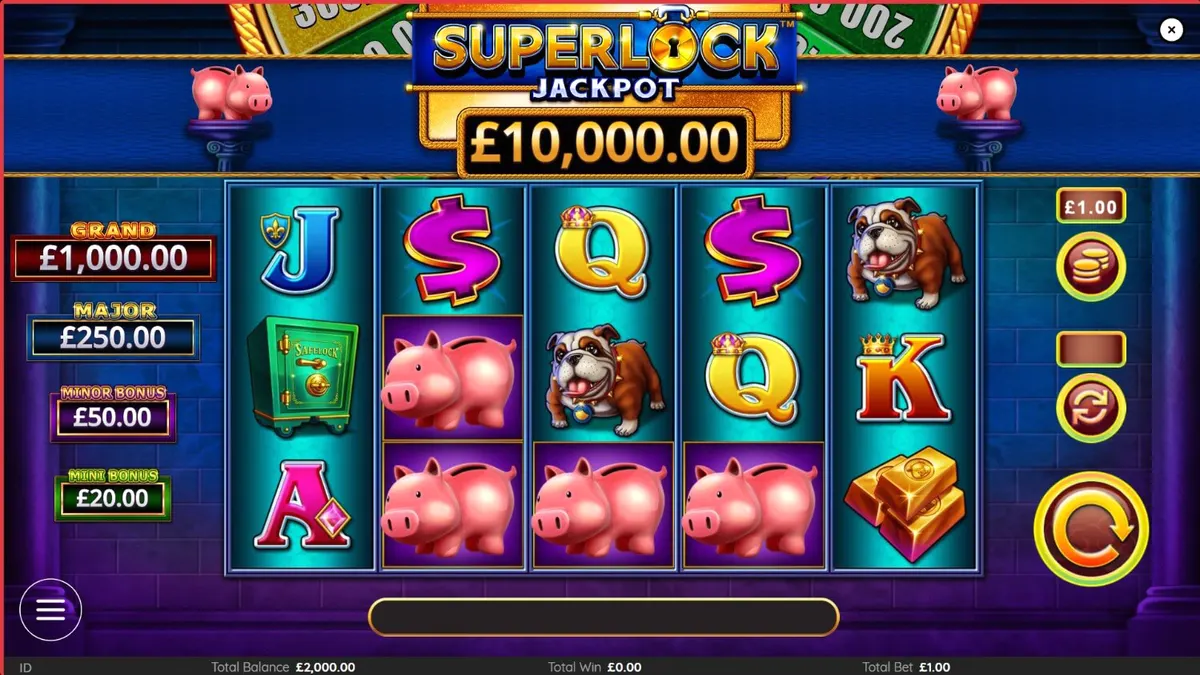 Tampilan visual slot Piggy Bankin’ Super Lock dengan simbol emas dan piggy bank