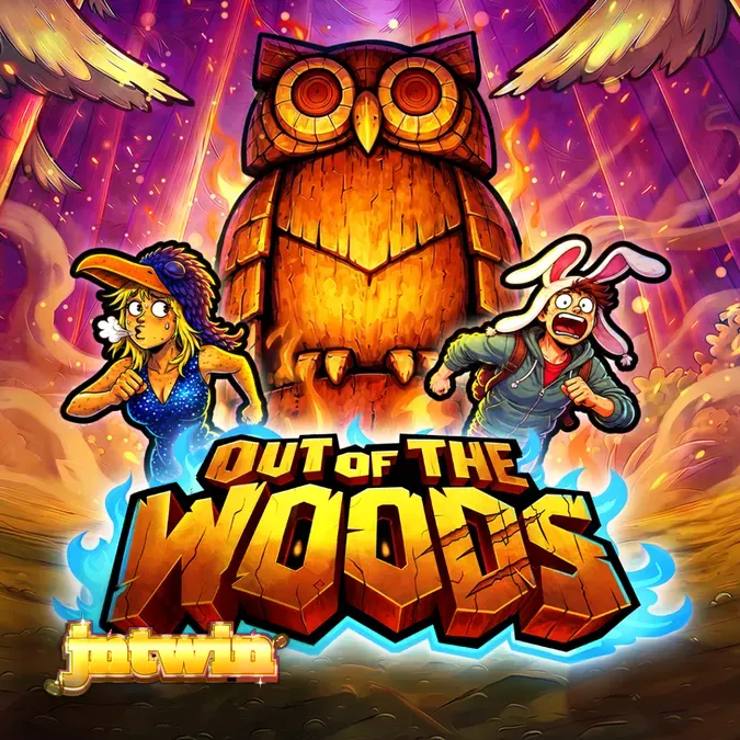 Tampilan visual slot Out Of The Woods dengan tema hutan gelap dan simbol wild